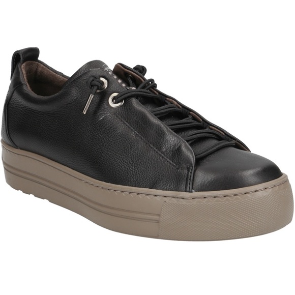 Leather Sneaker. Black Leather/tan sole. US sizes - Picture 4 of 5